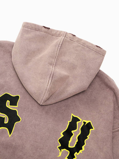 SPMD Flame Letter Graphic Cotton Hoodie