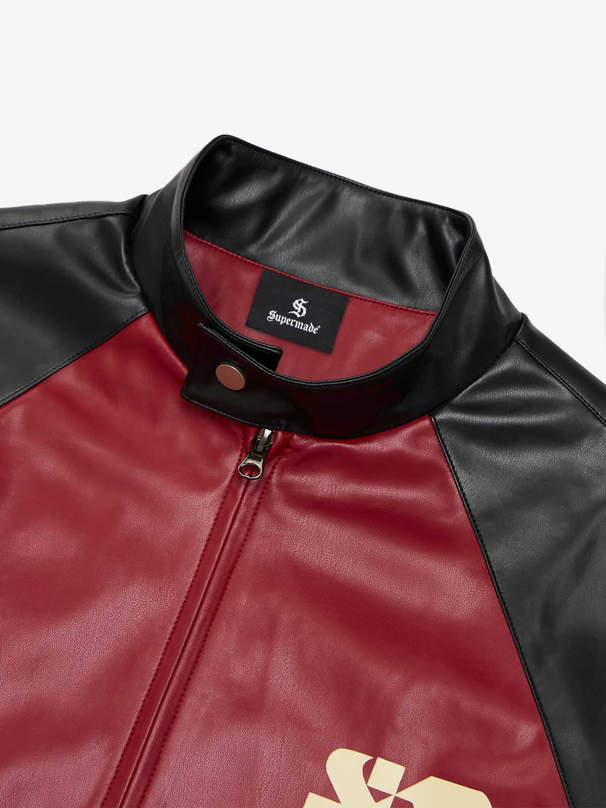 Original Contrast Color Leather Jacket