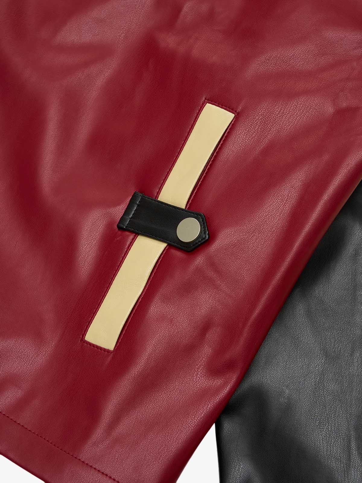 Original Contrast Color Leather Jacket