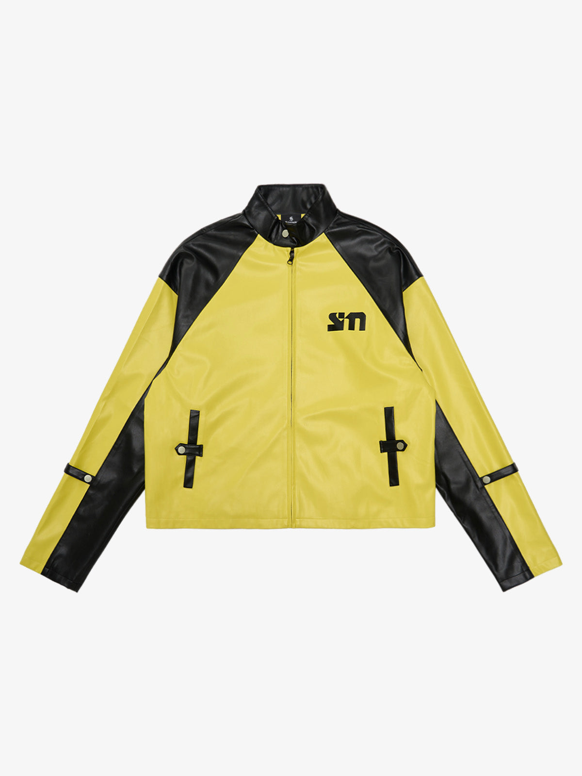 Original Contrast Color Leather Jacket