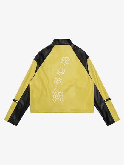 Original Contrast Color Leather Jacket