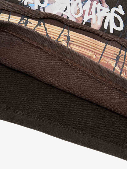 Distressed Thorn Destruction Painting Hooded Sweatshirt