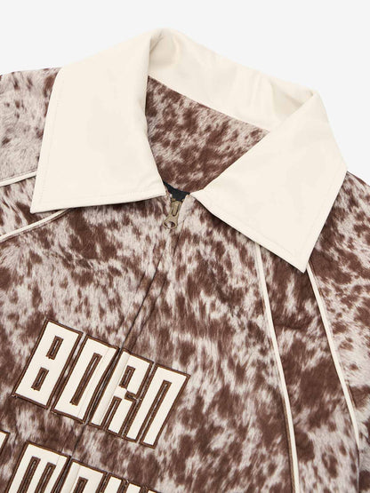 Retro Statement Snow Leopard Fleece Jacket