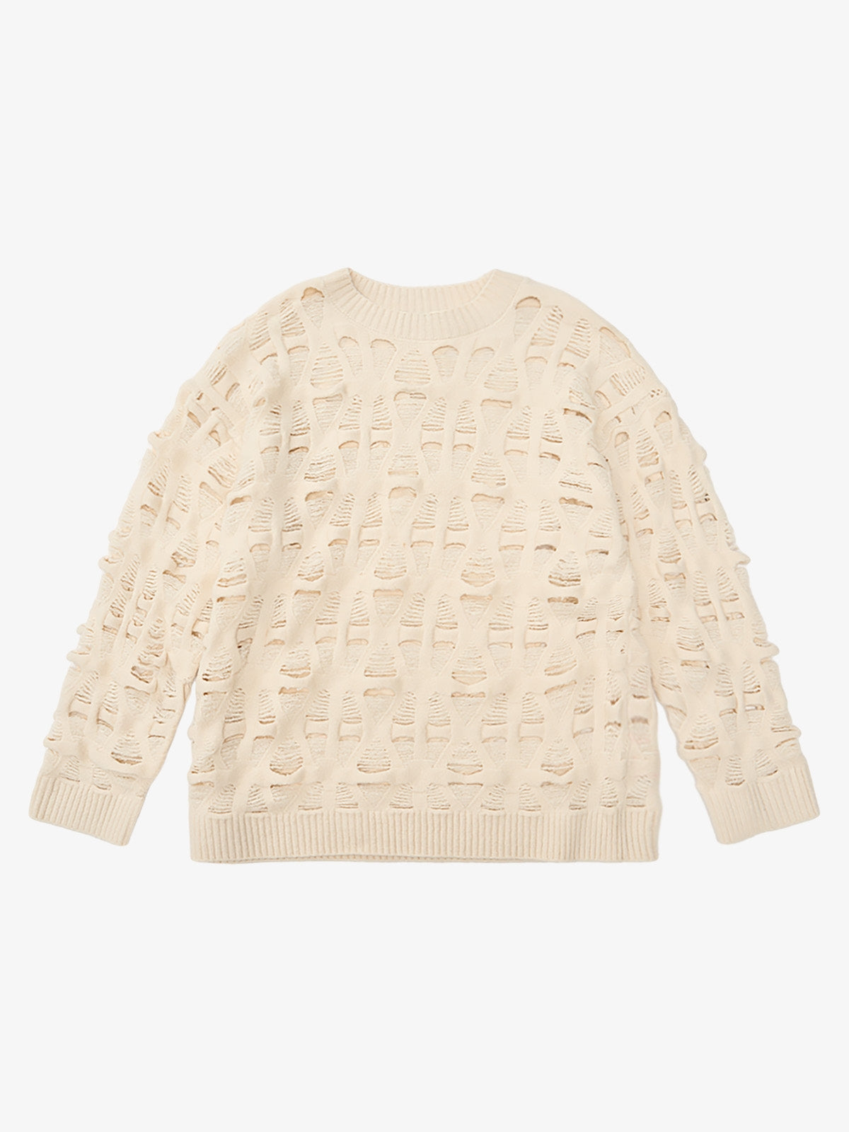 Ripped Openwork Crewneck Sweater