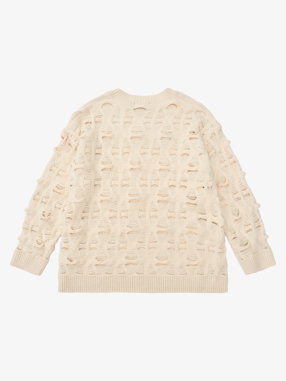 Ripped Openwork Crewneck Sweater