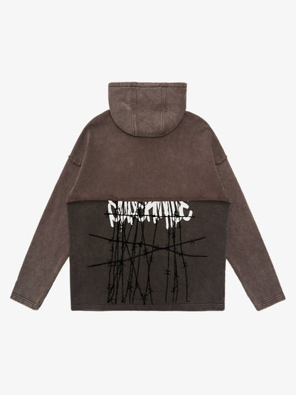 Distressed Thorn Destruction Painting Hooded Sweatshirt