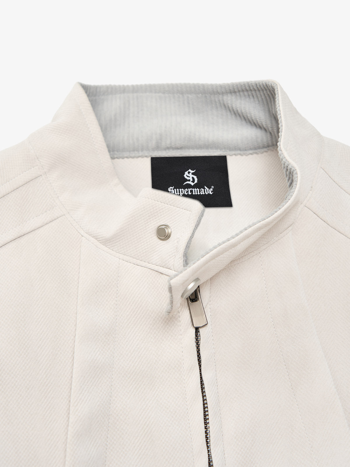 Deconstructed Split Stand Collar PU Leather Jacket