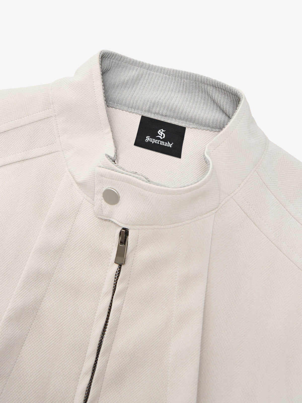 Deconstructed Split Stand Collar PU Leather Jacket