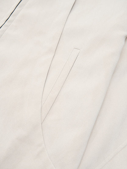 Deconstructed Split Stand Collar PU Leather Jacket