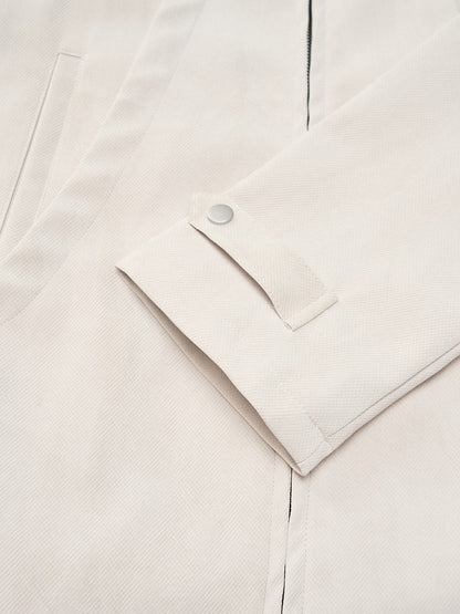 Deconstructed Split Stand Collar PU Leather Jacket