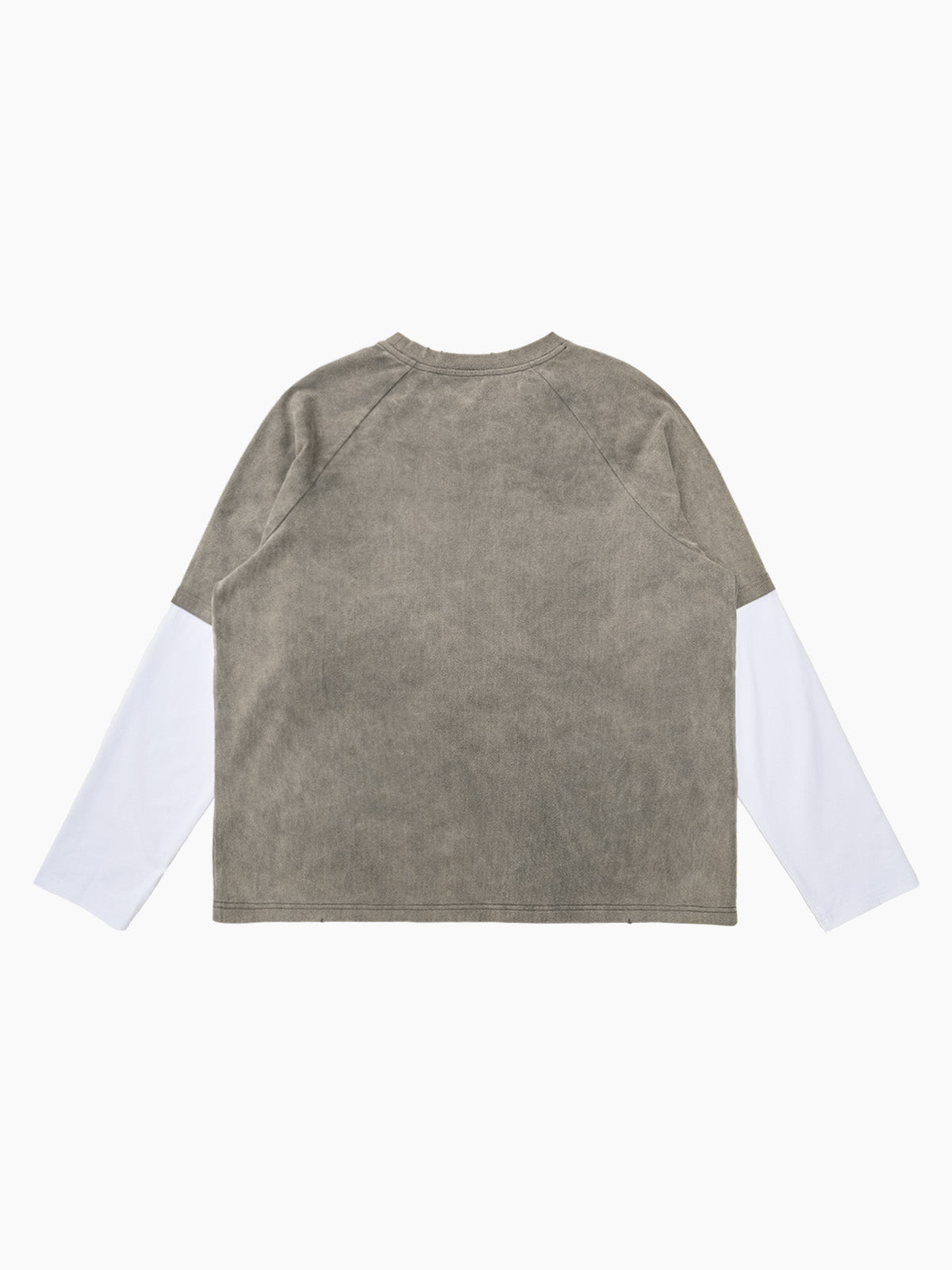 Original Retro Contrast Color Faux Two-Piece Long-Sleeved T-Shirt