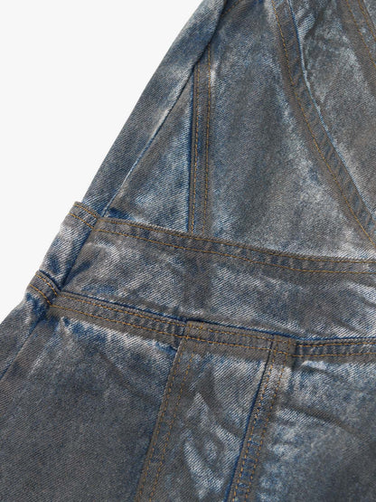 Vintage Washed Distressed Multi-Structure Patchwork Jeans