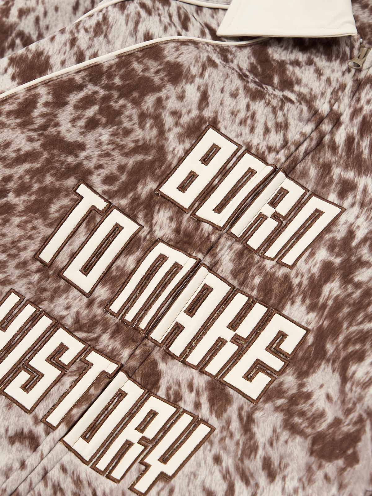 Retro Statement Snow Leopard Fleece Jacket