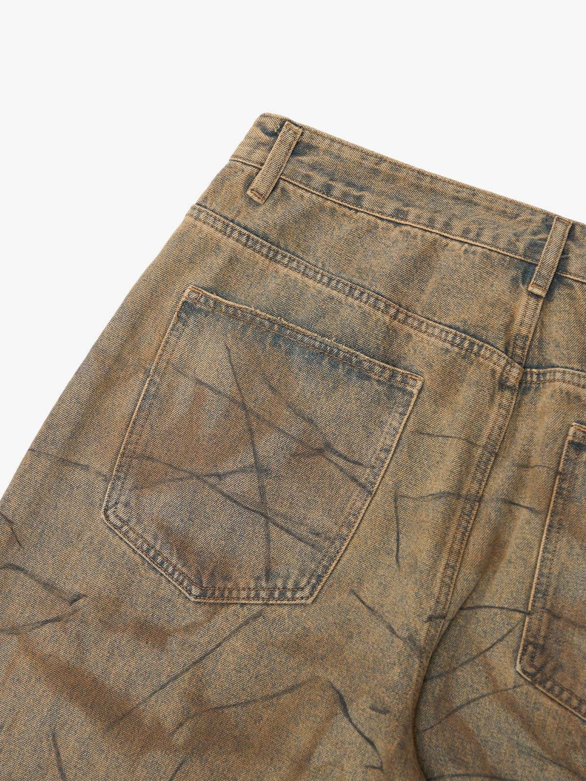 Vintage Washed Distressed Copper-Dyed Jeans
