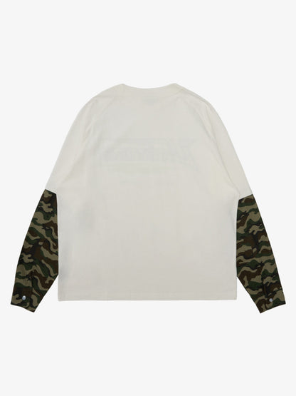 Fake Two-Piece Camouflage Patchwork Long Sleeve T-Shirt