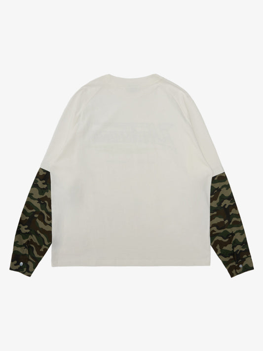 Fake Two-Piece Camouflage Patchwork Long Sleeve T-Shirt