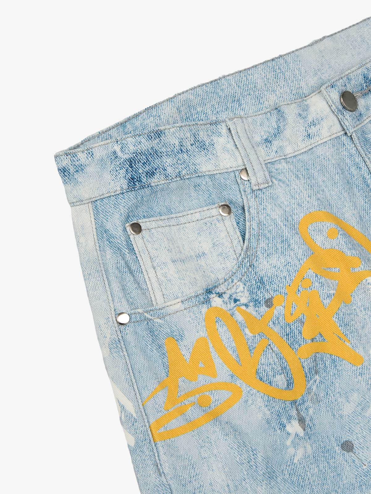 Retro Artistic Graffiti Angelic Prints Baggy Jeans