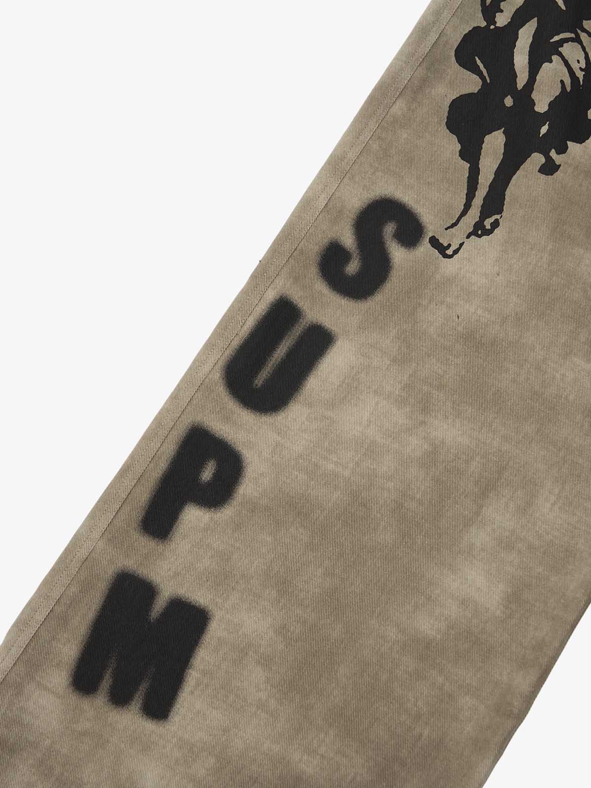 Original Large Cross Angel Print Distressed Jeans