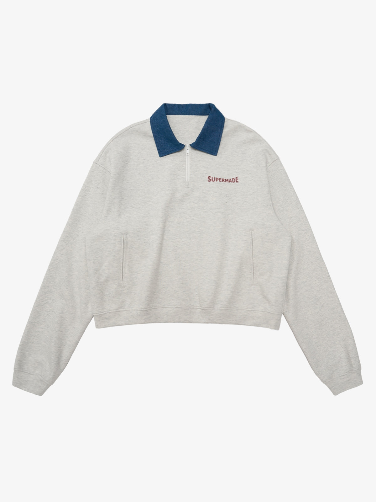 Original Denim Lapel Patchwork Sweatshirt