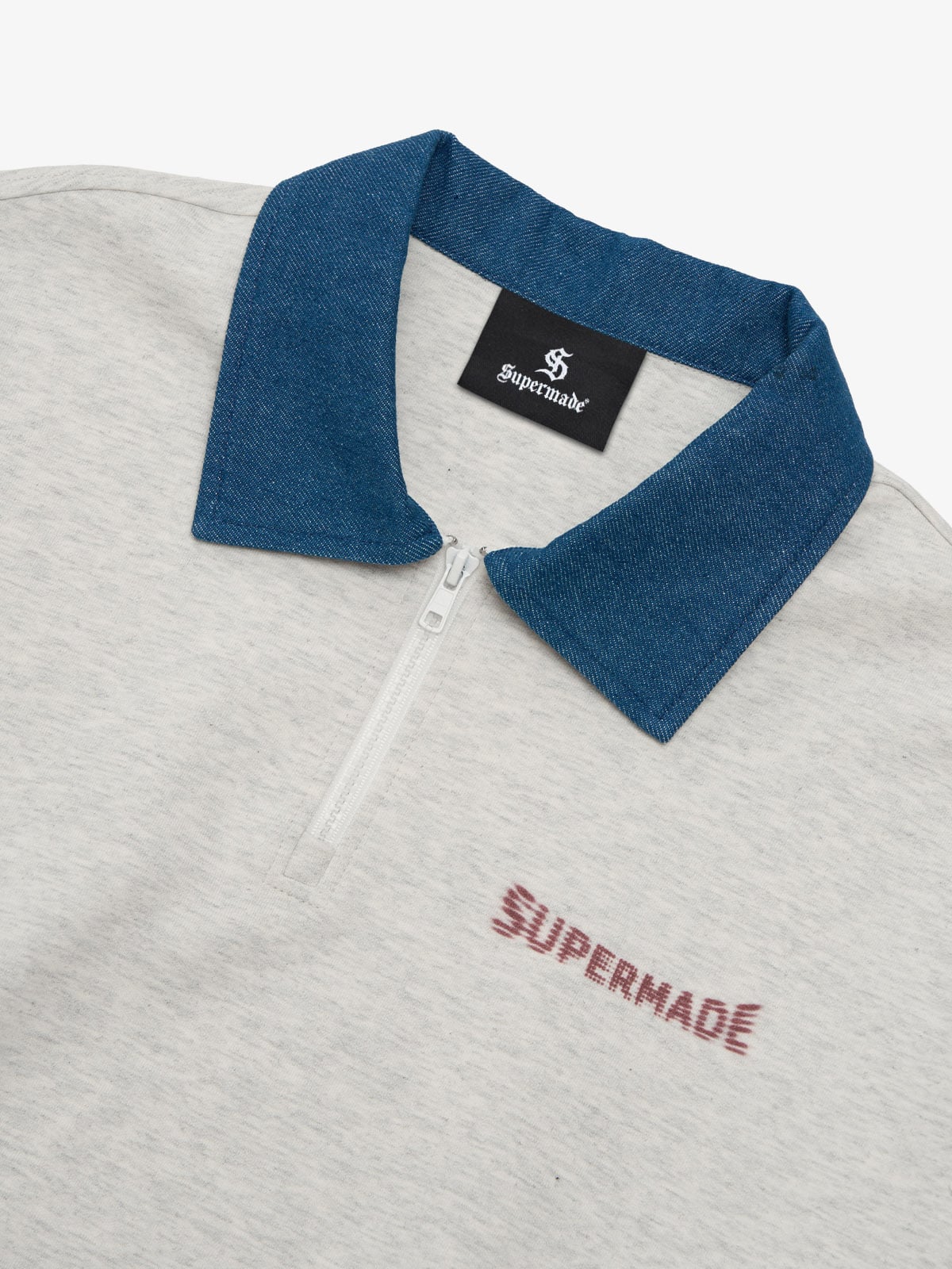 Original Denim Lapel Patchwork Sweatshirt