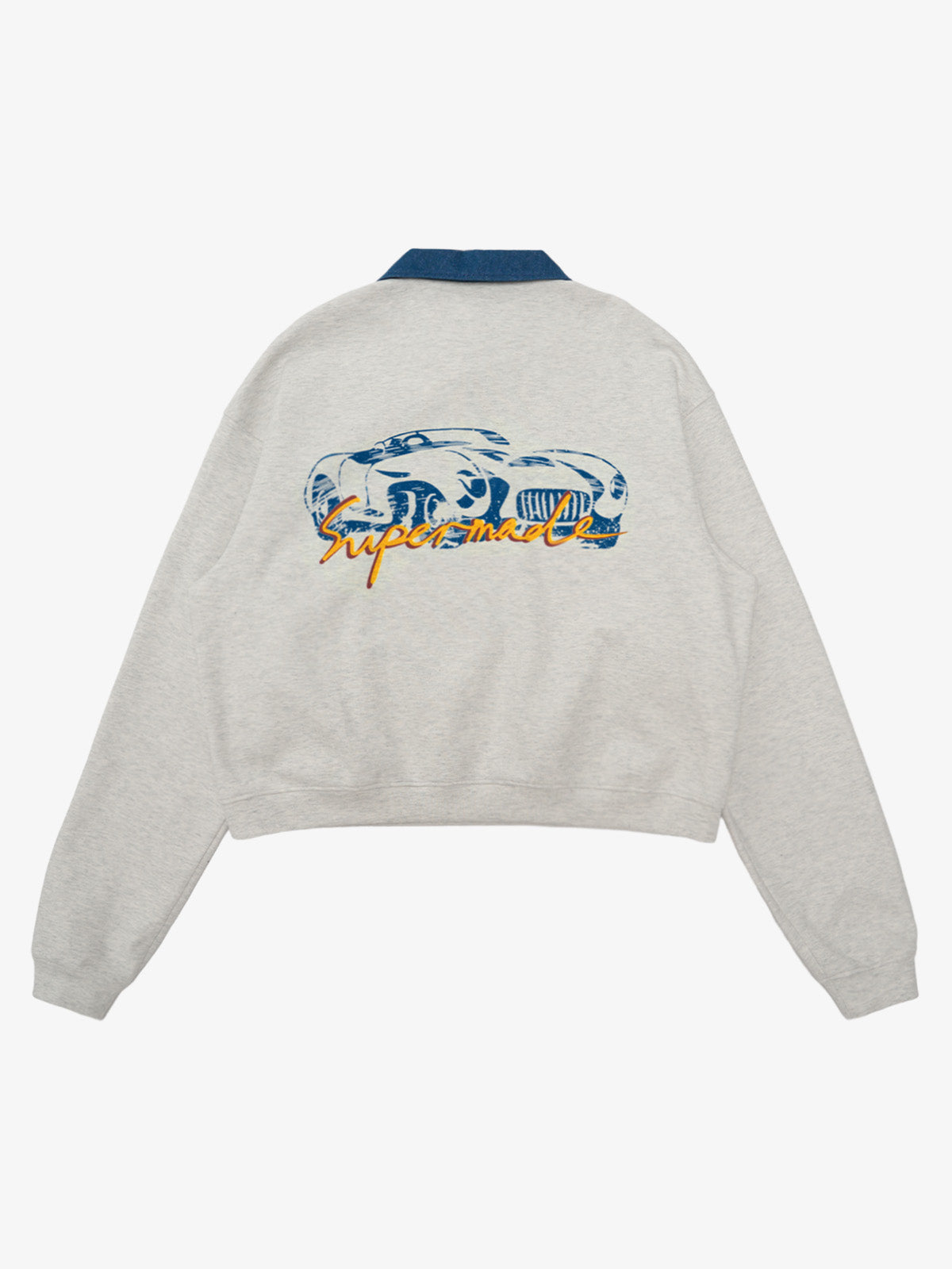 Original Denim Lapel Patchwork Sweatshirt