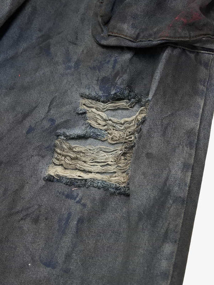 Heavy Dirty Dyed Multi-Pocket Drawstring Work Jeans