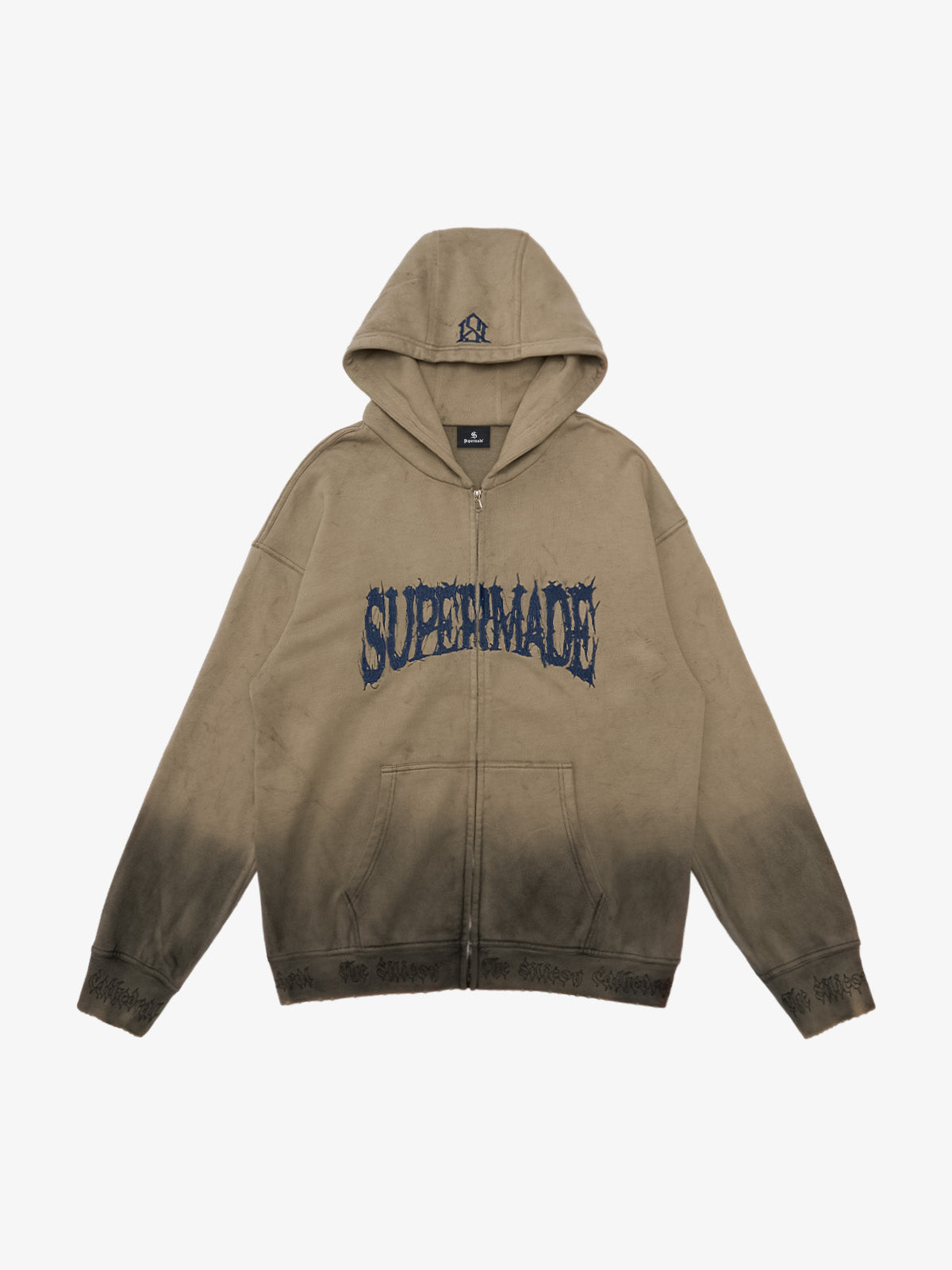 SUPERMADE Thorn Embroidery Zip Hooded Sweatshirt