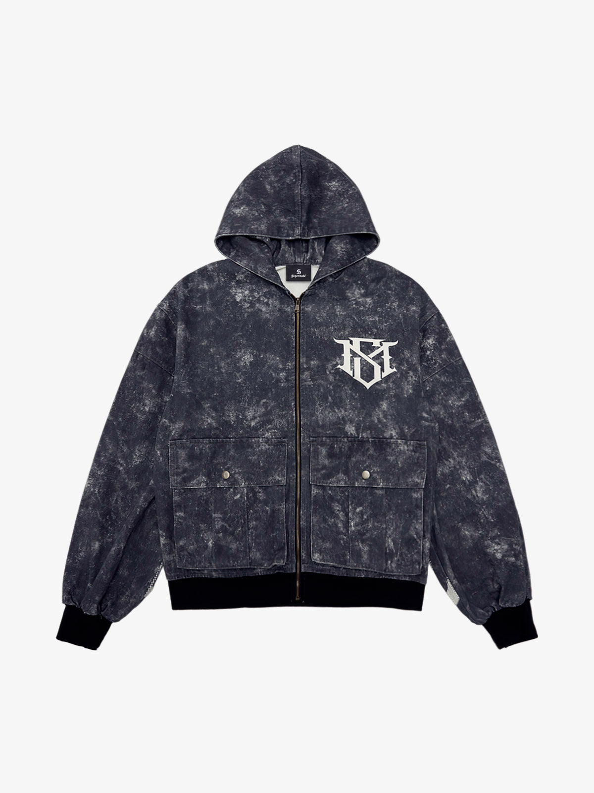 Original Oversized Denim Hoodie And Shorts Set