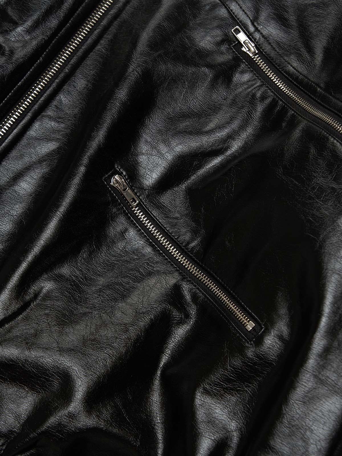 Multi-Zip Fur Hooded Leather Jacket