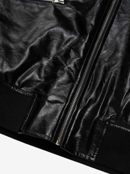 Multi-Zip Fur Hooded Leather Jacket