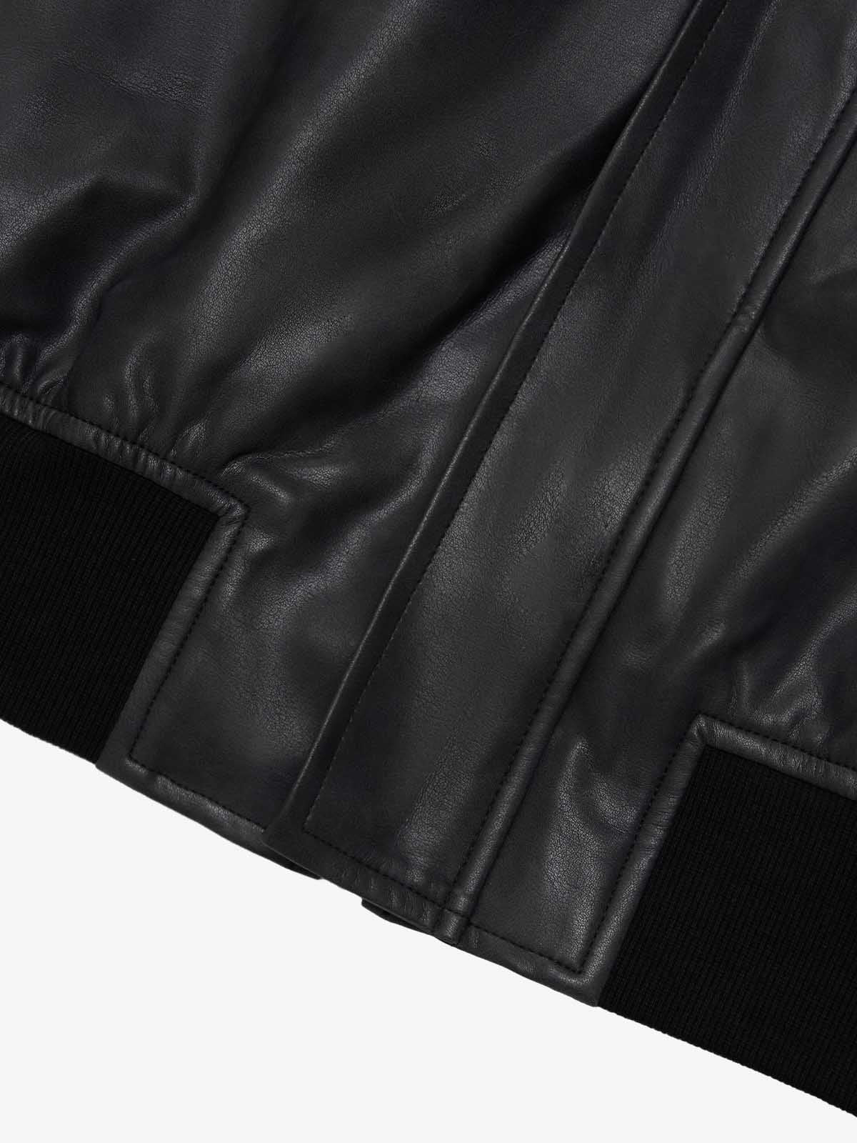 SUPM Fur Collar Rhinestone Pattern Leather Jacket