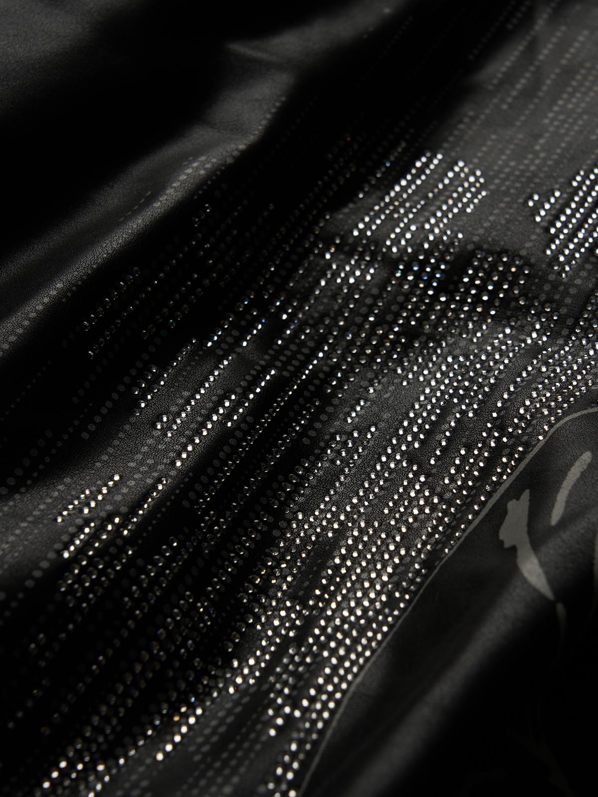 SUPM Fur Collar Rhinestone Pattern Leather Jacket