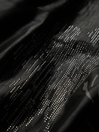 SUPM Fur Collar Rhinestone Pattern Leather Jacket