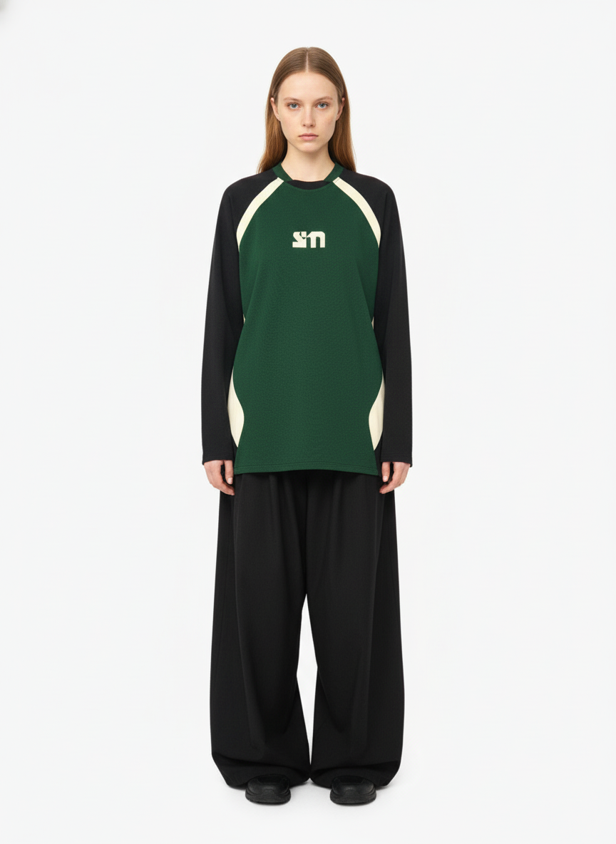 Original Retro Contrast Color Long-Sleeved T-Shirt