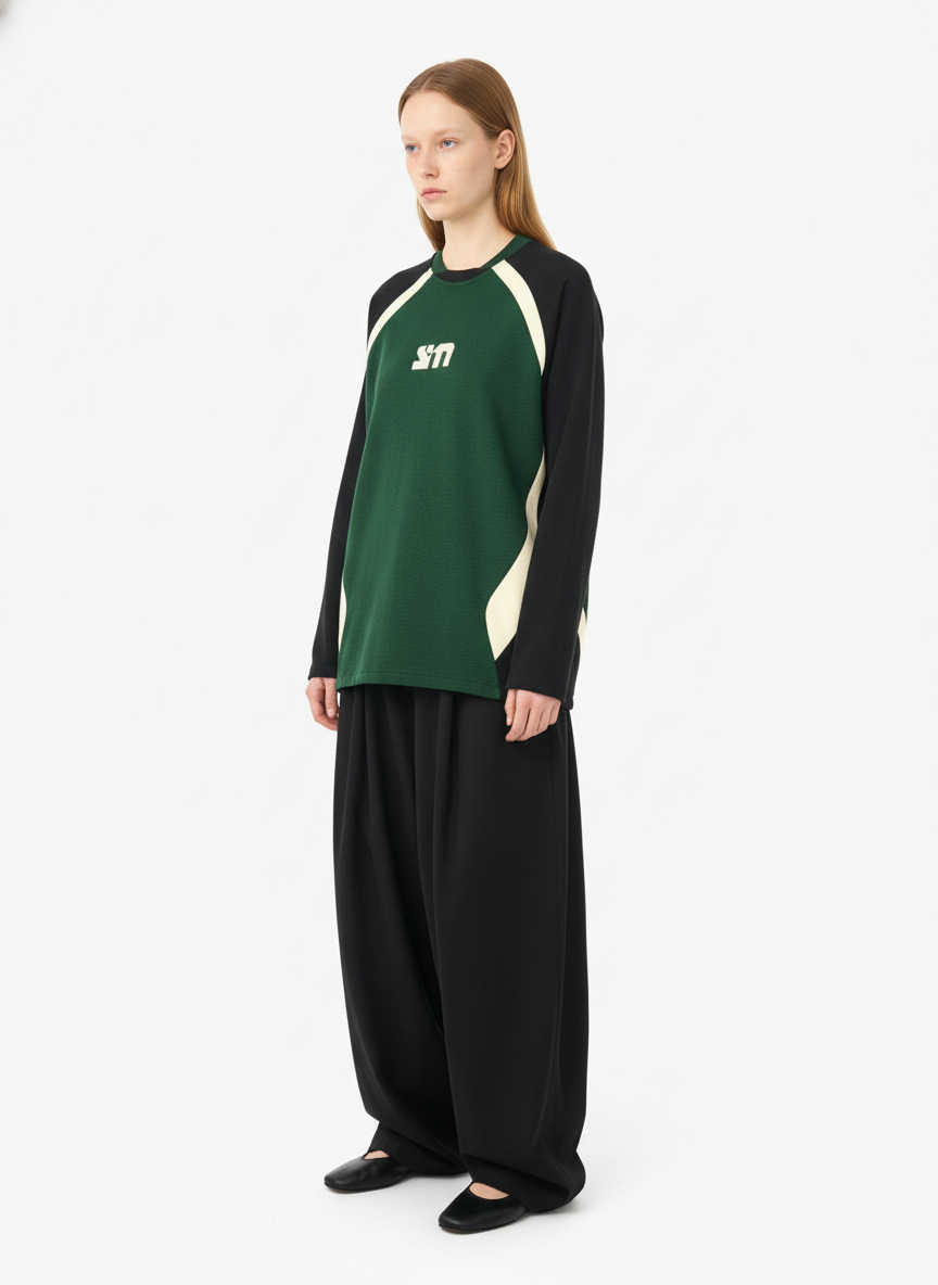 Original Retro Contrast Color Long-Sleeved T-Shirt