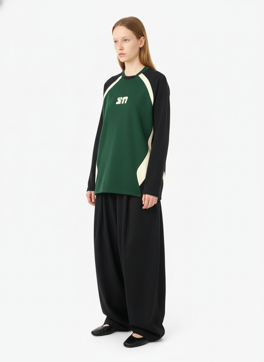 Original Retro Contrast Color Long-Sleeved T-Shirt