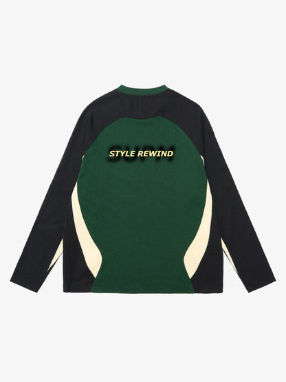 Original Retro Contrast Color Long-Sleeved T-Shirt