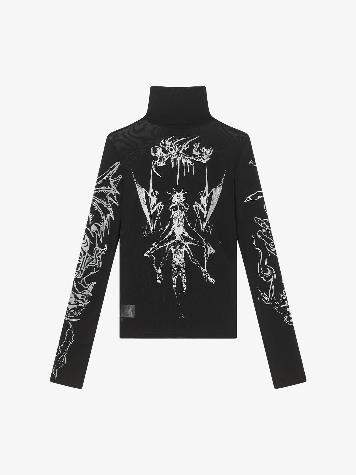 Gothic Skull Print Turtleneck Tight Long Sleeve T-Shirt