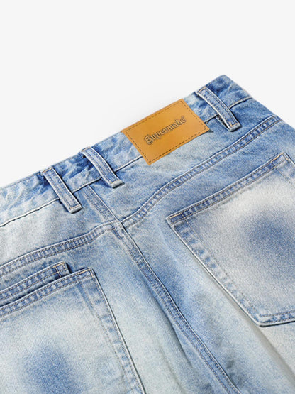 Belt Dislocation Creative Washed Jeans