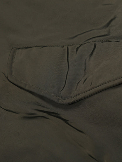 Thesupermade American Street Zipper Design Mountain Carved Fur Collar Quilted Cotton Jacket