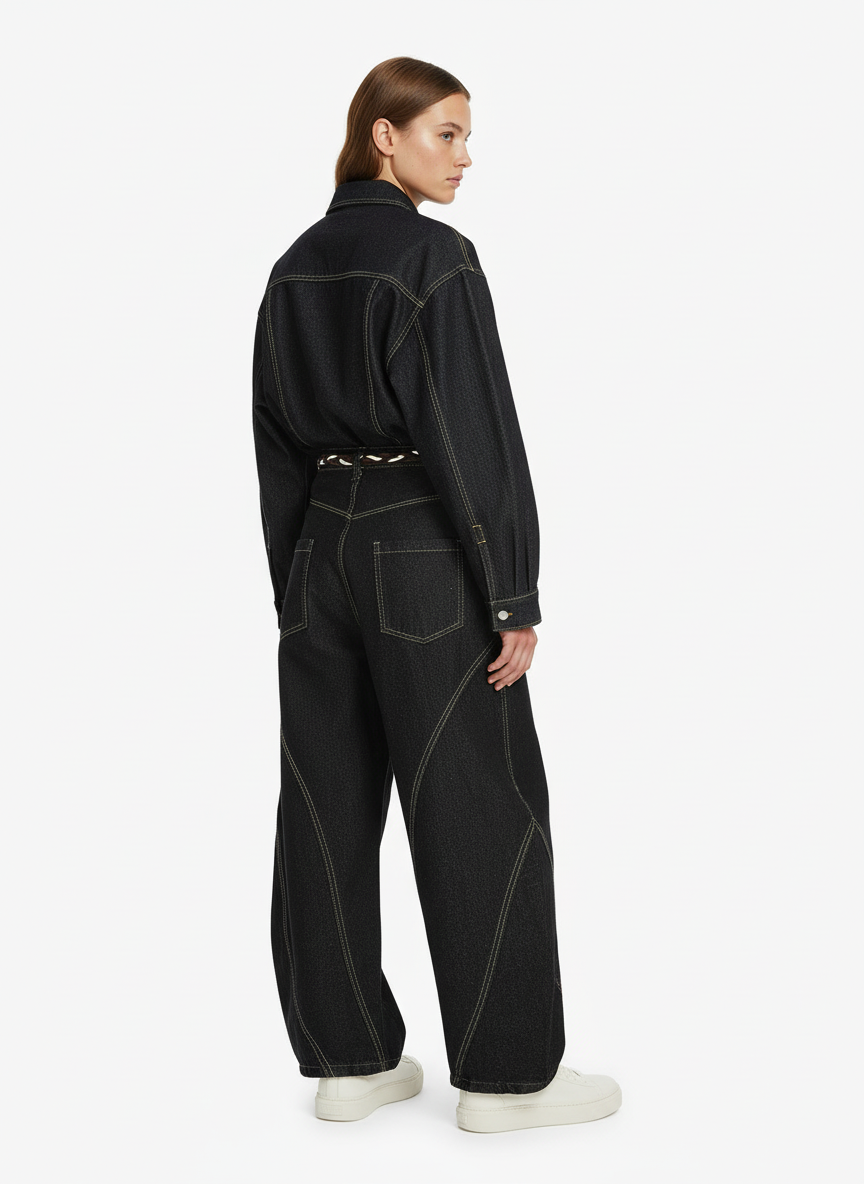 French Terry Distressed Gradient Drawstring Wide Leg Pants