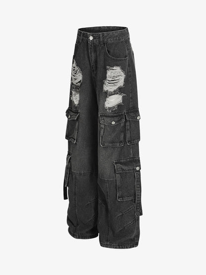 Retro Ripped Cargo Jeans