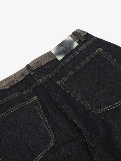 Stylish Wide-Leg Denim Trousers with Unique Cuff Design for Modern Fashionistas