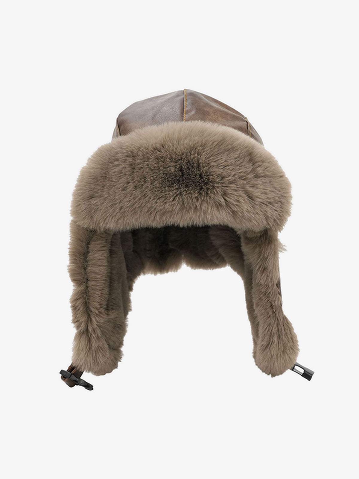 Vintage Distressed Leather Plush Trapper Hat