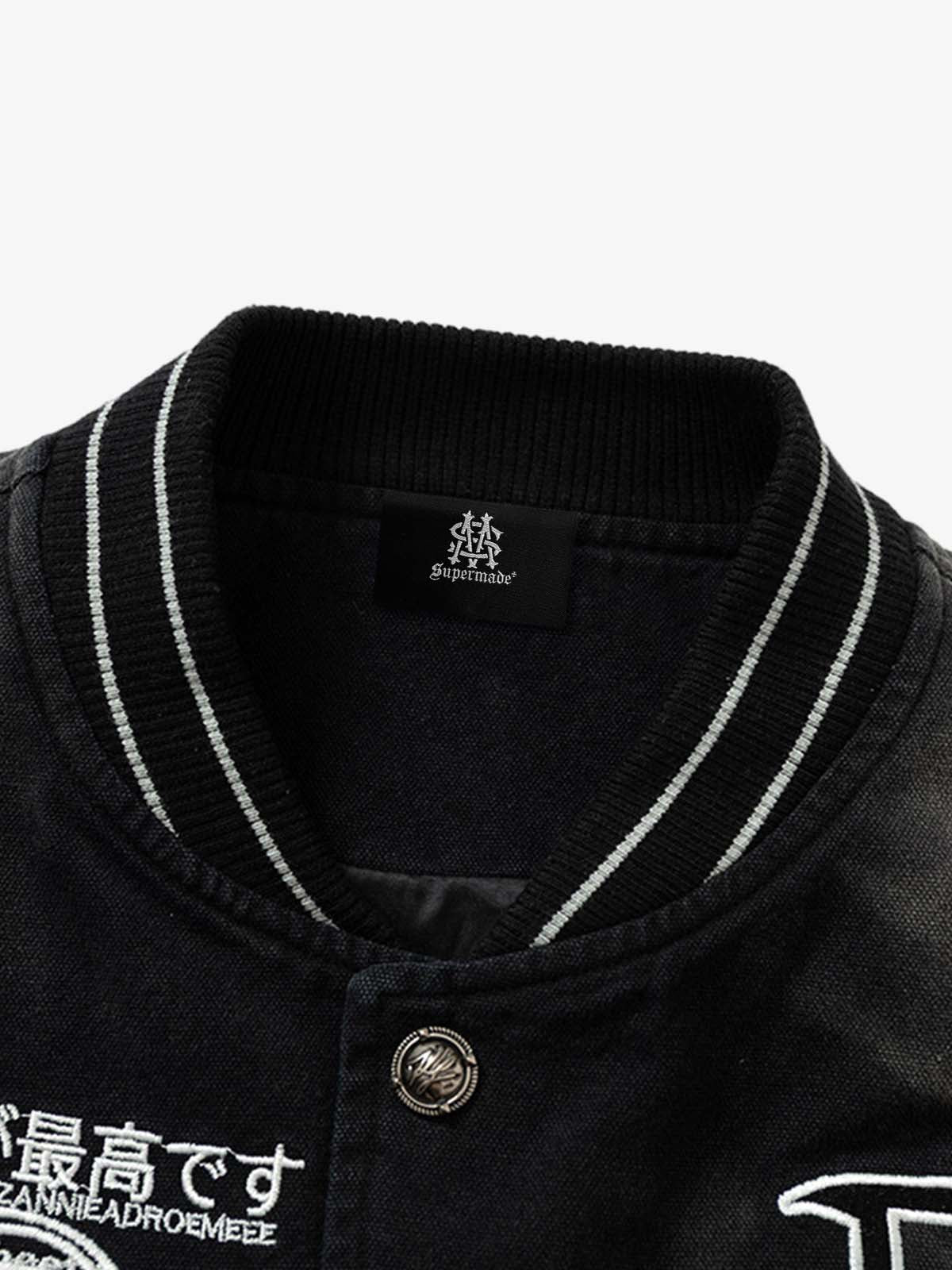 Thesupermade Gradient Bleached Technical Baseball Jacket