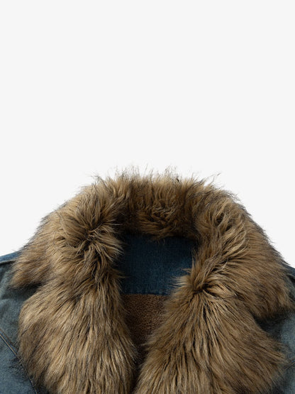 Winter-Ready Corduroy Jacket with Faux Fur Trim for Men