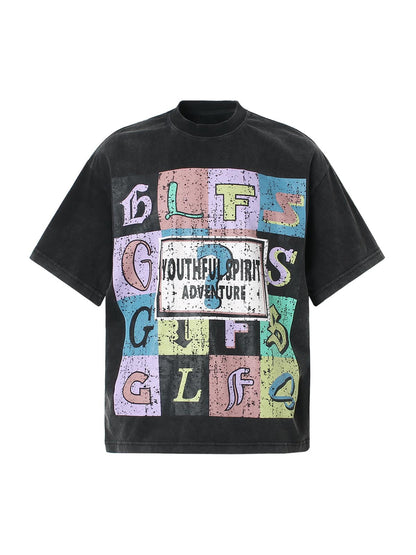 Letter Graphic Crew-Neck T-Shirt