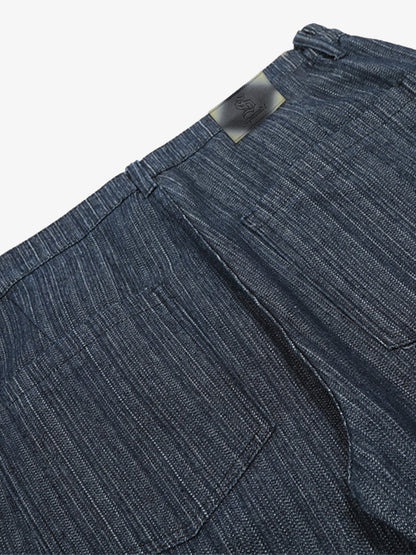 Stylish Wide-Leg Denim Trousers with Pleated Design for Modern Fashionistas