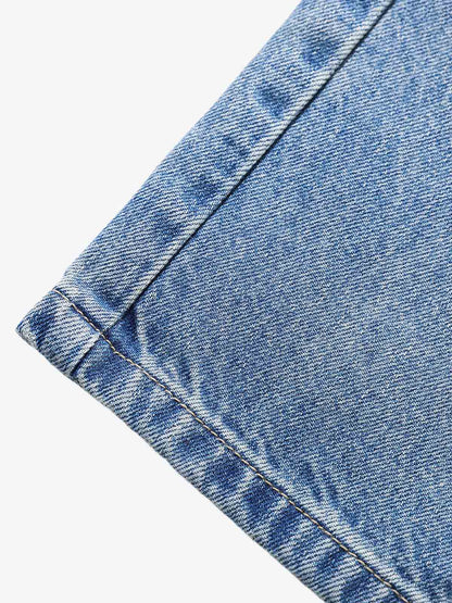 Belt Dislocation Creative Washed Jeans