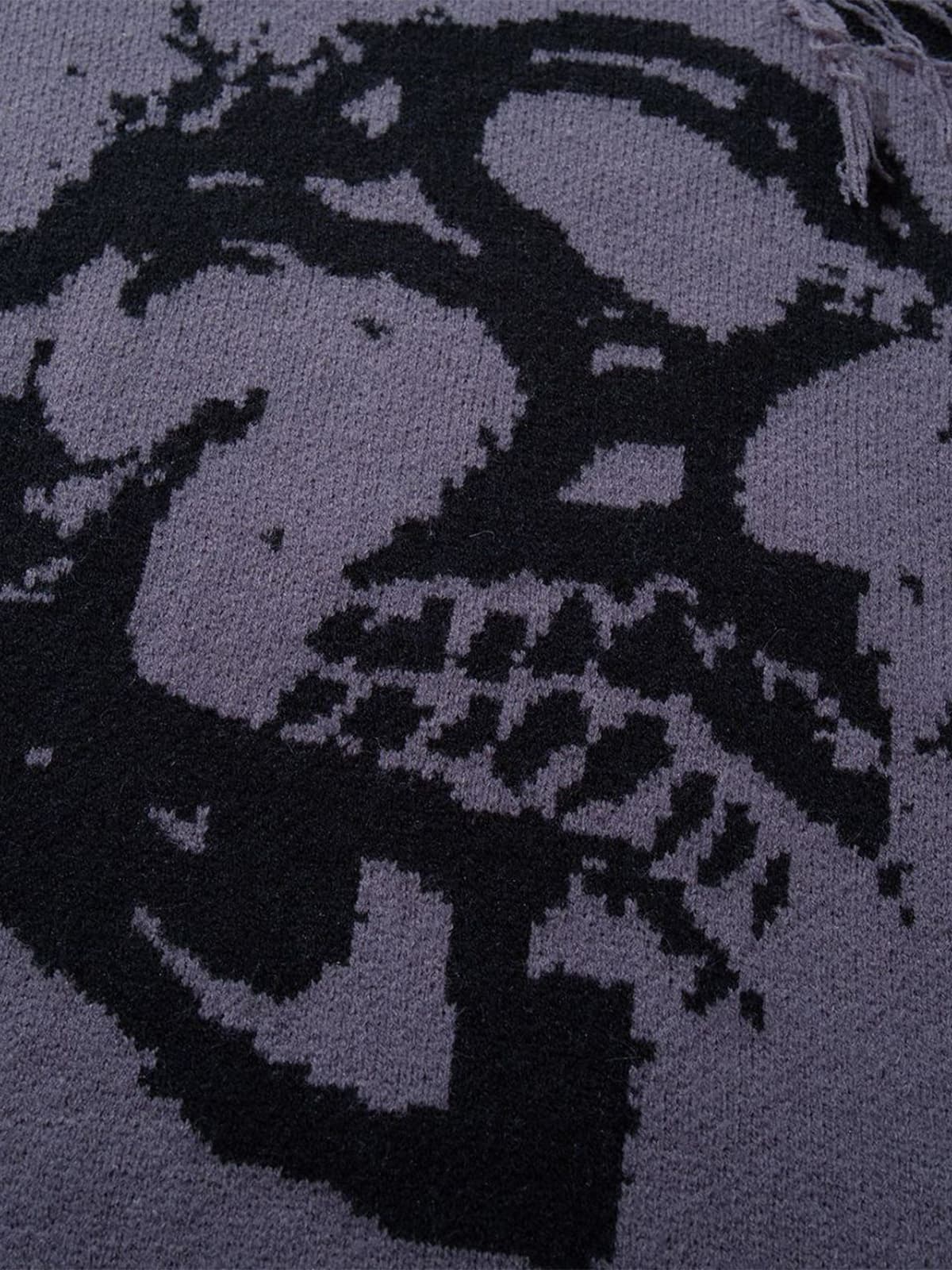 Skull Pattern Knit Sweater - Trendy and Cozy for Casual Wear